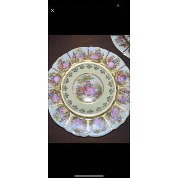 MIDCENTURY FRAGONARD LOVE STORY ALT WIEN STAMPED 5 PIECE PLATE SET 1945-1952 - Picture 12 of 13